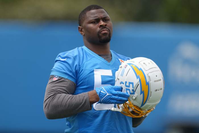 Jun 14, 2022; Costa Mesa, California, USA; Los Angeles Chargers linebacker Khalil Mack (52) during minicamp at the Hoag Performance Center. Mandatory Credit: Kirby Lee-USA TODAY Sports